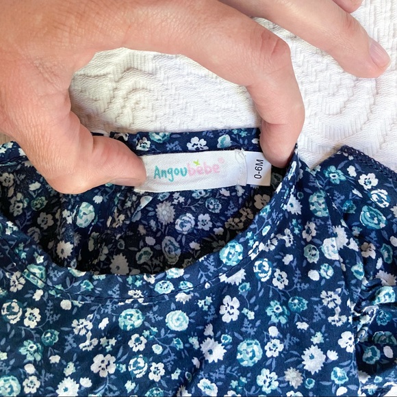 Angou Baby Blue Floral Ruffle Sleeve Romper - Picture 5 of 5